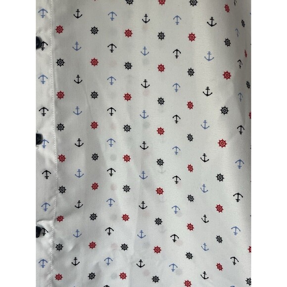 BC Collection Button Up Shirt Men’s  White Nautical Print‎ Short Sleeve 3XL - Picture 3 of 5